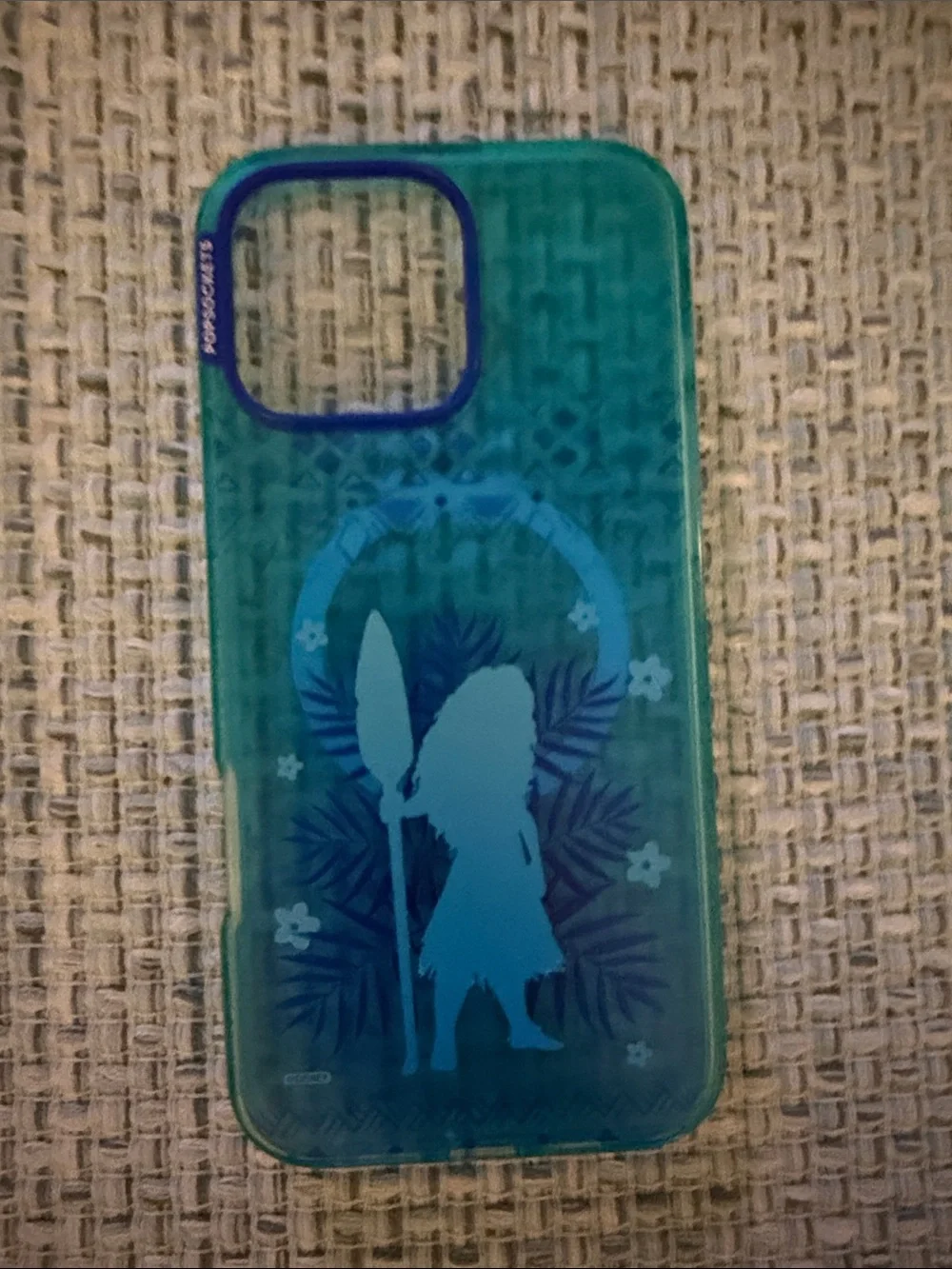 Teal Silicone Phone 16 pro max Case with Polynesian Silhouette Design